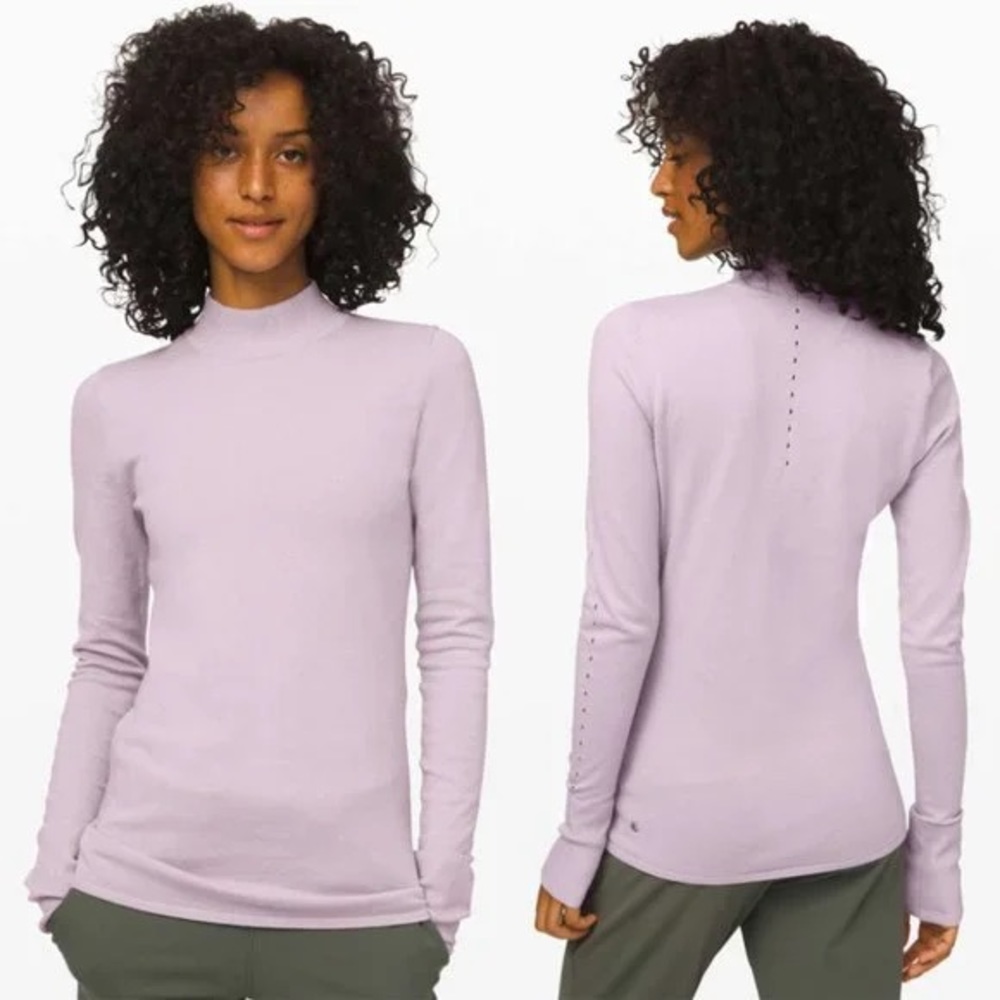 Lululemon Stand Steady Mock Neck Sweater Silver Lilac Women Size S